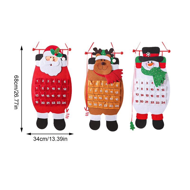 Рождественские украшения с оленями, календарь обратного отсчета, старик, настенная атмосфера, снеговик