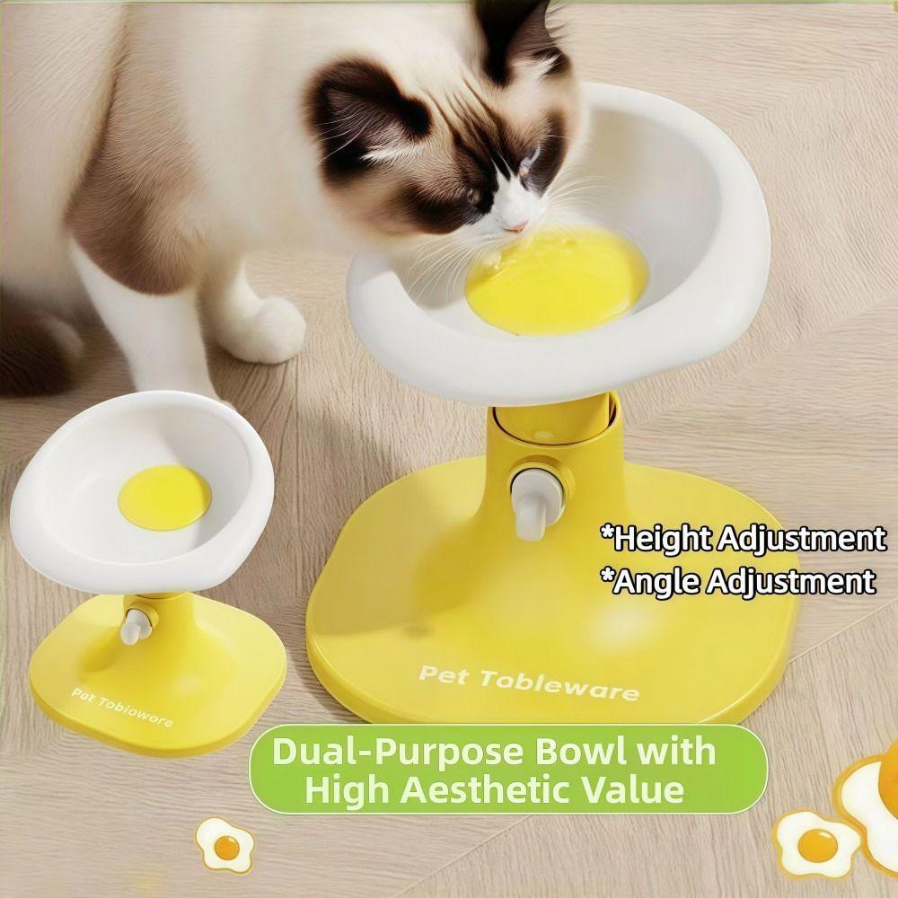 Adjustable Cat Food Plate Vacuum Suction Cat Food Bowl  Dual-purpose Anti-rollover