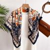 90x90cm Vintage Blue Handkerchief Scarf For Women Small Shawl Imitation Silk Office Lady Square Scarves