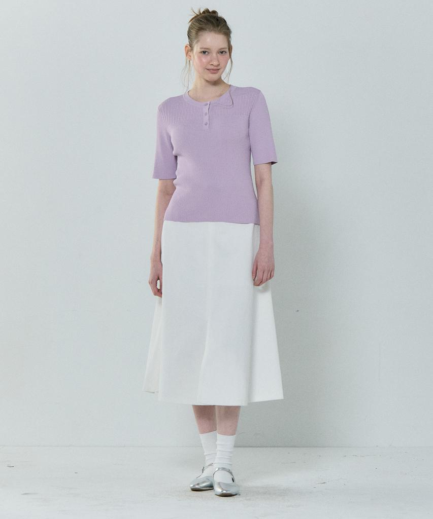 BASIC HOUSE Women'S Rayon Ribbed Short Sleeve Sweater Lavender Lzkt3204