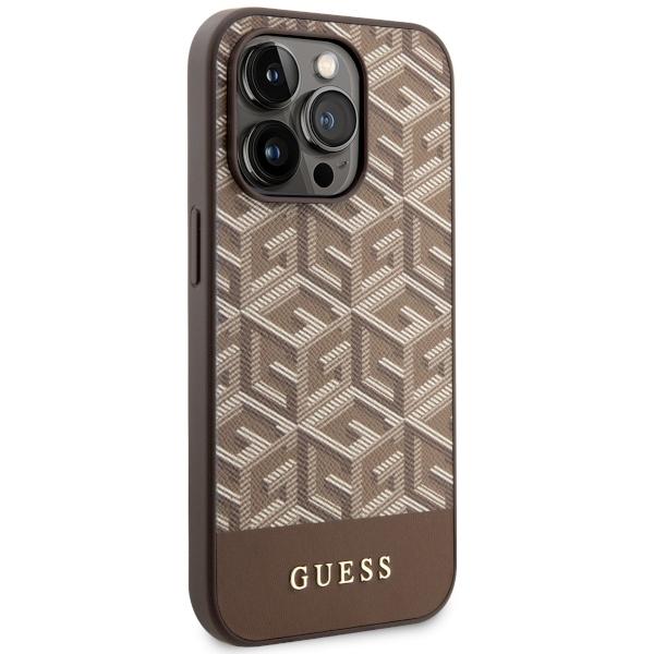 Etui do iPhone 14 Pro Max Guess GCube Stripes MagSafe Brązowe