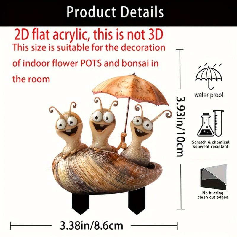 Acrylic Garden Floor Plug Cute Creative Snail Statue Sculptures Multifunctional Waterproof Snail Mini Figurine