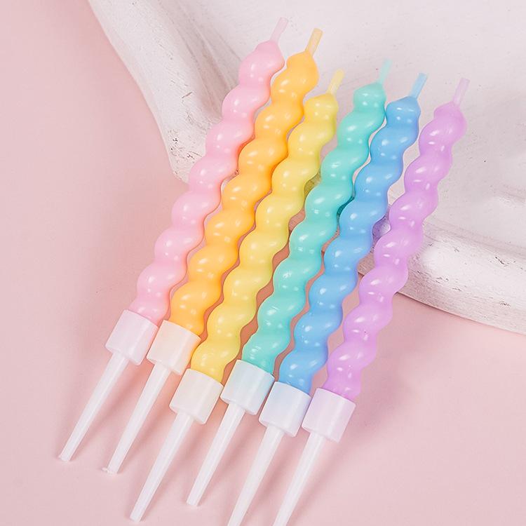 Разноцветные спиральные свечи-макаруны - Украшения для торта на день рождения