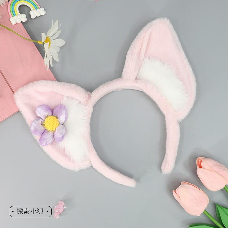 Handmade Fox Ears Headband Women - Cute Plush Animal Hair Accessory Cosplay Party Anime Convention