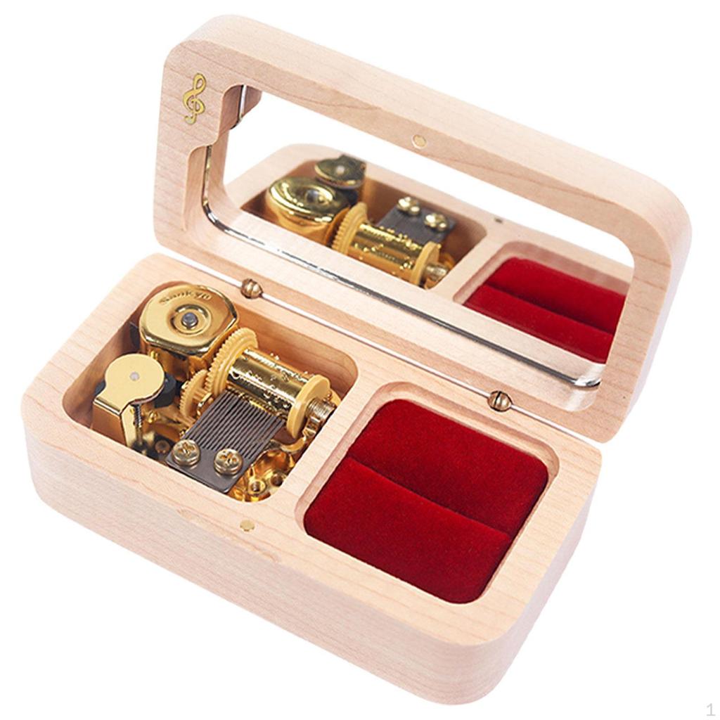 Шкатулка для обручального кольца, деревянная музыкальная шкатулка для украшений, шкатулка для предложения руки и сердца, музыкальная на годовщину,