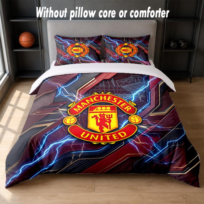 Дизайн Manchester United Постельное белье 1 пододеяльник + 2 наволочки Мягкое дышащее домашнее постельное белье