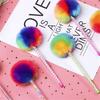 Gel Pen Quick Drying Smooth Writing Adorable Rainbow Color Fur Plush Ball Shape Ink Pen for Student