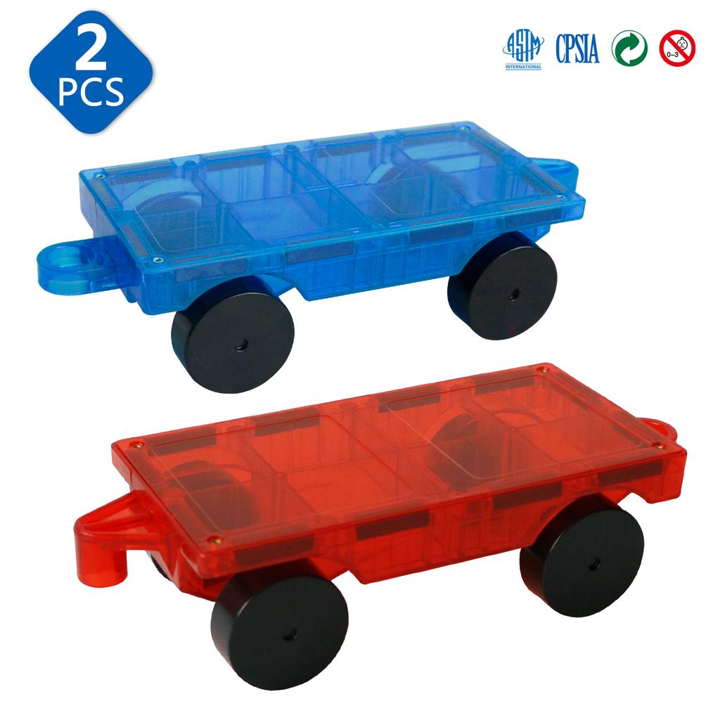 2 Pcs Cars DIY Construction Set for 7.5cm Magnetic Building Blocks Tiles Strong Magnet Montessori Educational Toys For Children