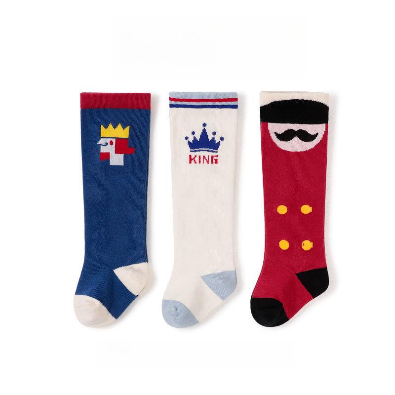3 пары/лот Детские гольфы до колена Детские для девочек и мальчиков Мягкие хлопковые длинные носки Милые испанские полосатые однотонные детские носки для 0-3 лет