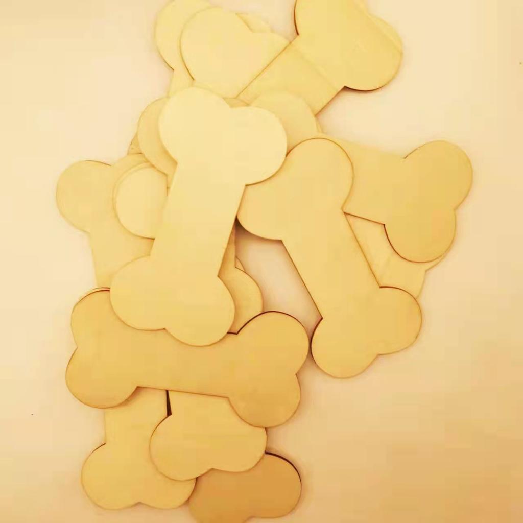 30 PCS Wooden Hollow Dog Bone Wooden Paw Print Crafts DIY Gift Party Decoration Label Painting Handmade