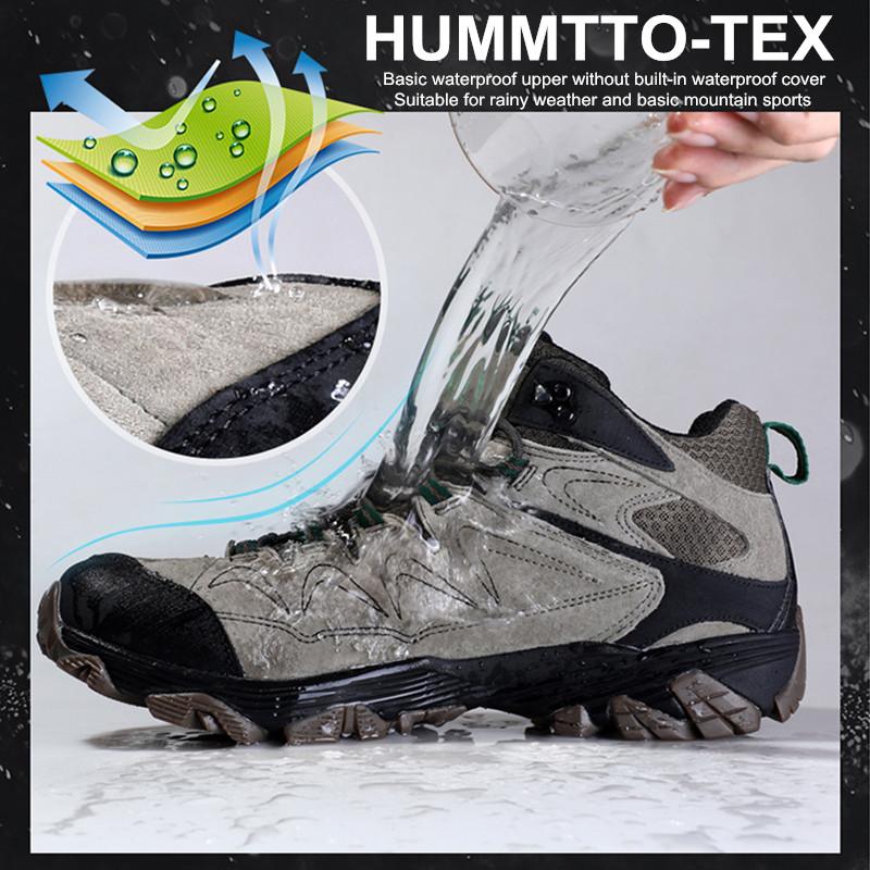 HUMTTO Waterproof Hiking Boots Men Breathable Leather Trekking Shoes Winter High-top Outdoor Fashion Sneakers for Mens