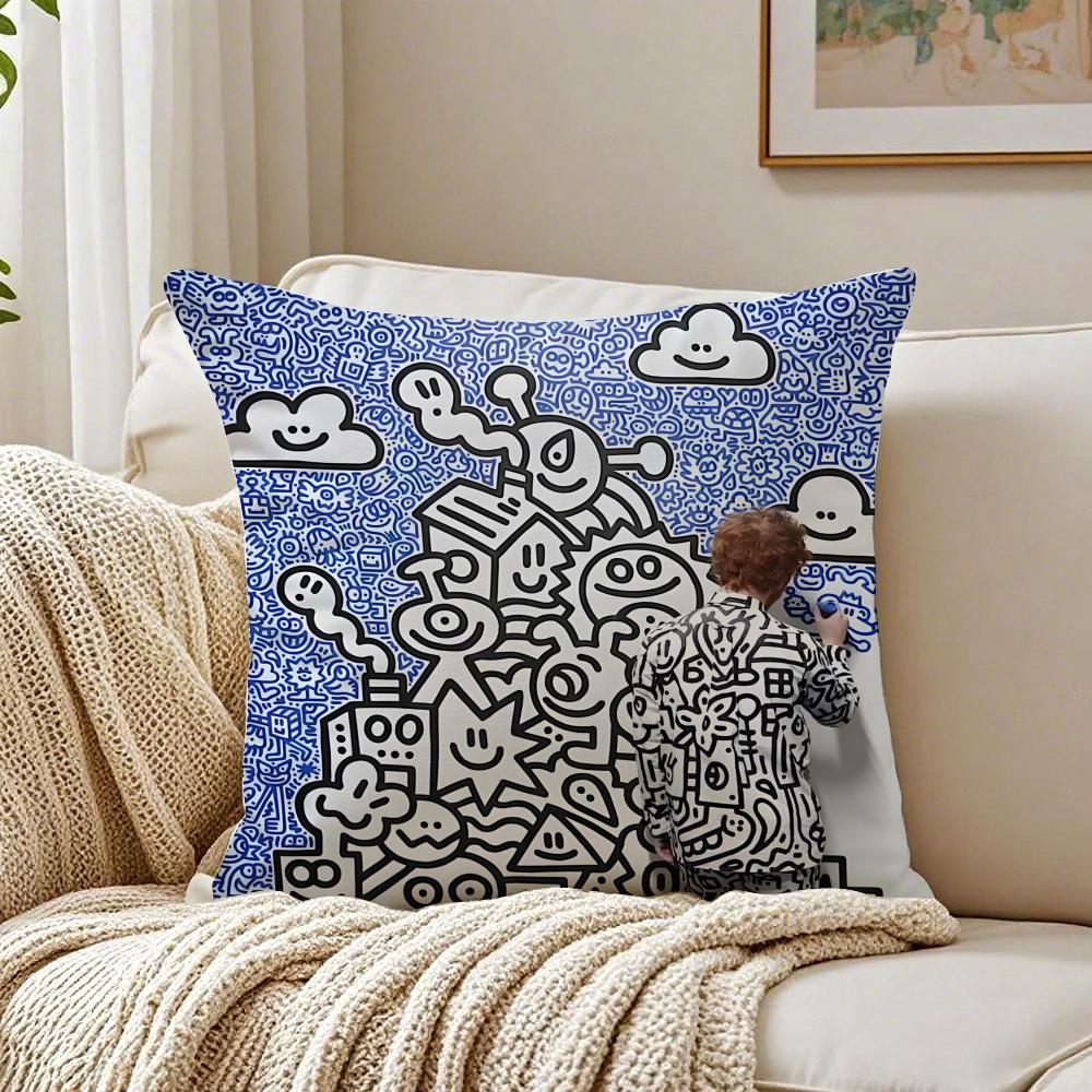 Известный Гений Граффити Арт Mr Doodle Наволочка Подушка Защита от Пылевых Клещей Гостиная Диван Декор Подушка Комната