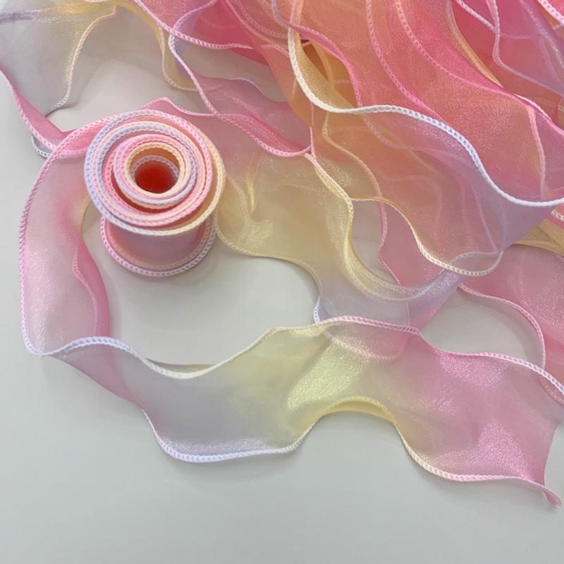 10 ярдов Волнистый край 6 см шириной Упаковка подарков Градиент Швейные принадлежности Аксессуары для рукоделия для головного убора Шляпа DIY Рыбий хвост Пряжа