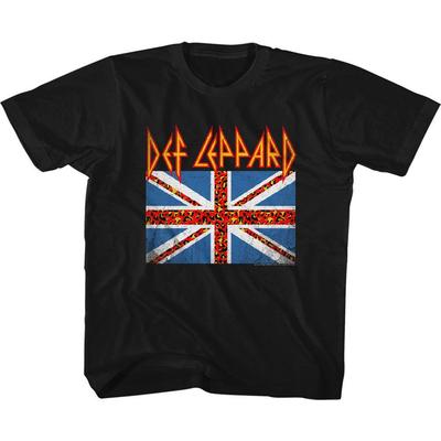 Def Leppard Leopard Flag Black Youth T-Shirt