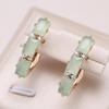 French Geometric Design Prong Inlay Square Light Green Zircon Earrings Elegant Women's Jewelry