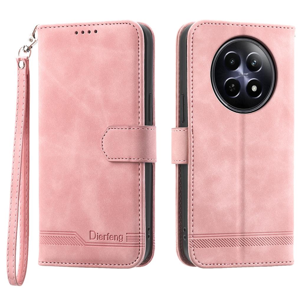 DIERFENG DF-03 Чехол-кошелек для телефона для Realme 12 5G/12x 5G Чехол с отпечатанными линиями и слотом для карт
