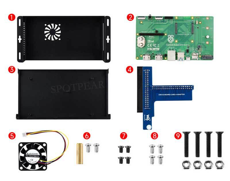 Корпус с вентилятором для платы расширения ввода-вывода Raspberry Pi CM5