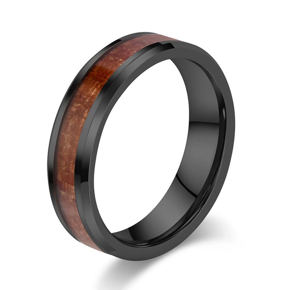 Простое инкрустированное кожаное кольцо с деревянным зерном для мужчин и женщин, парные кольца, мода высокого класса