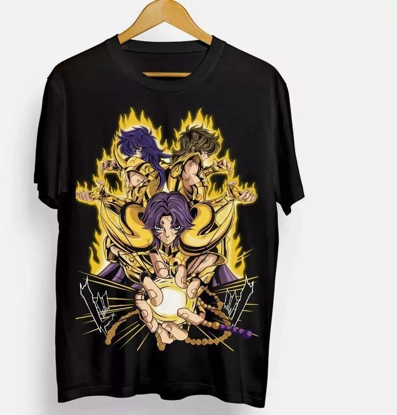 Anime Saint Seiya TShirt Knights Of The Zodiac Hyoga Ikki Black Tee