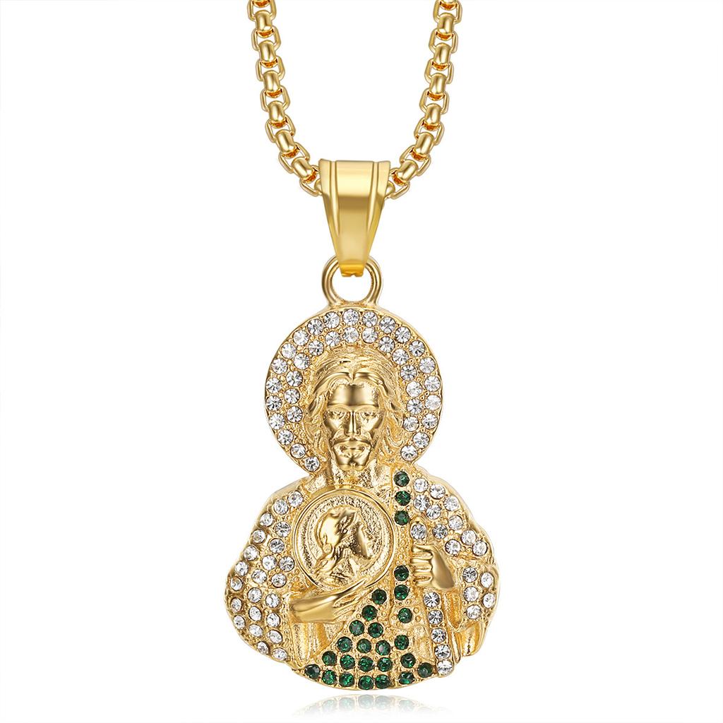 European and American Style St. Jude Stainless Steel Gold-plated Necklace Pendant Accessories 2026 Men's Fashion Personality Party Wear Accessories