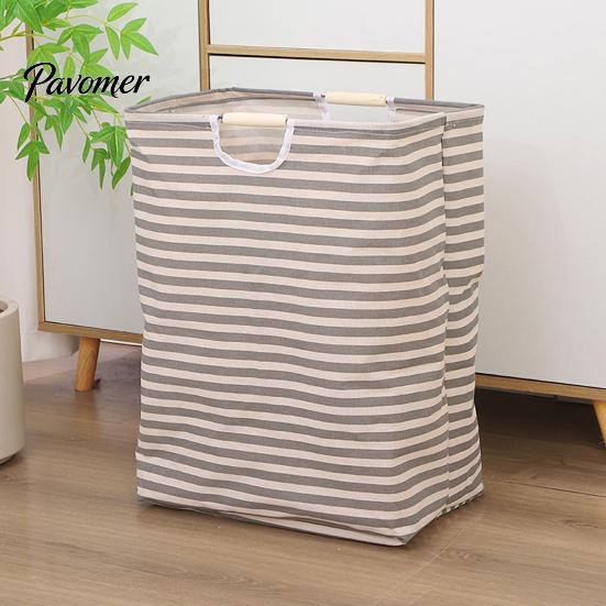 Корзина для белья Easy Clean с деревянными ручками, большая тканевая корзина из хлопка и льна, экономия места, складной органайзер для хранения для семей