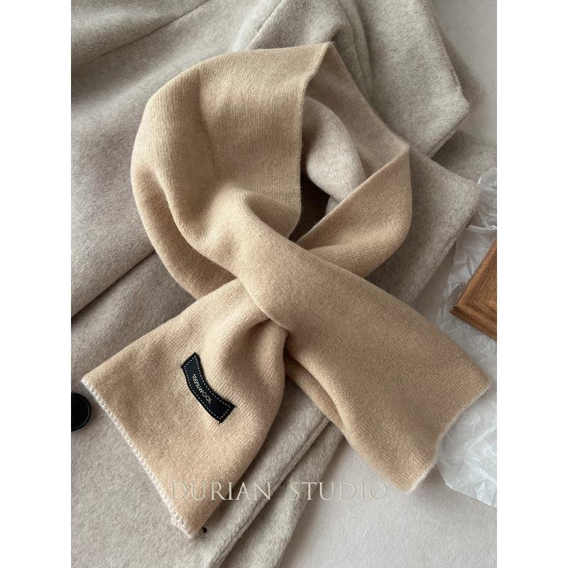 Wool Solid Color Double-sided Lazy Cross Wool Scarf Women's Winter All Match Warm Children's Parent Child Scarf