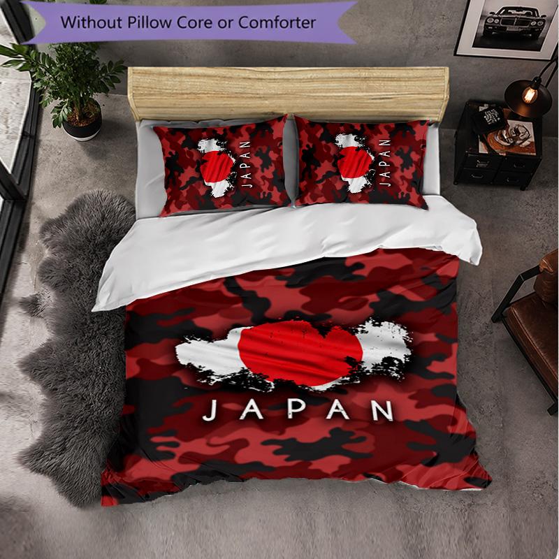 Japan Football Pattern 3 Pieces Bedding Set Soft Microfiber Duvet Cover with Pillow Cases for Bedroom