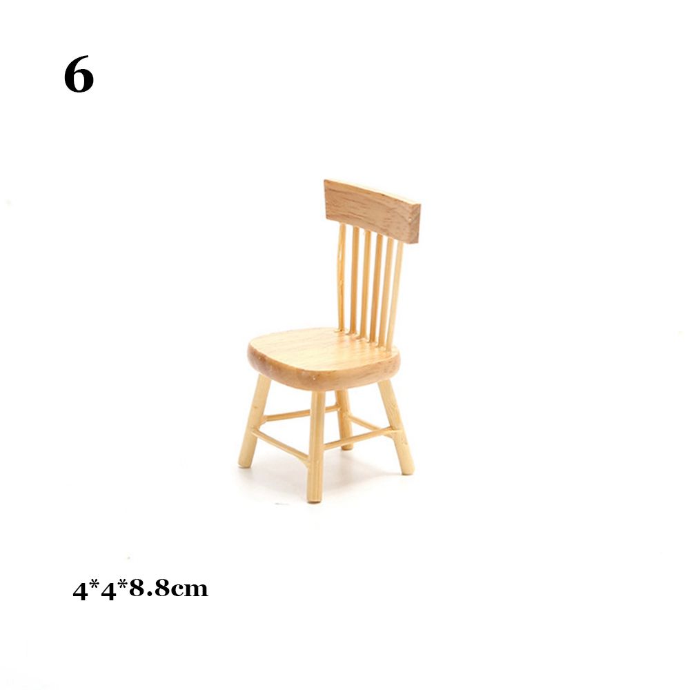 1/12 Dollhouse Miniature Table Furniture Toys Wooden Table Doll House Decoration Simulation Chair