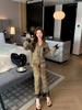 Pajamas Ladies Ice Silk Lace Leopard Print Light Luxury Early Spring Mature Long Sleeve Suit Comfortable Loungewear