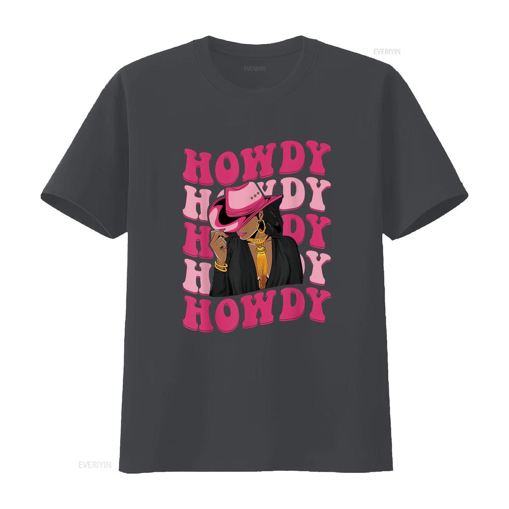 Howdy Groovy Western Black Cowgirl African American Women T Shirt vintage Washed Stylish fashion Stretched Unisex Comfortable