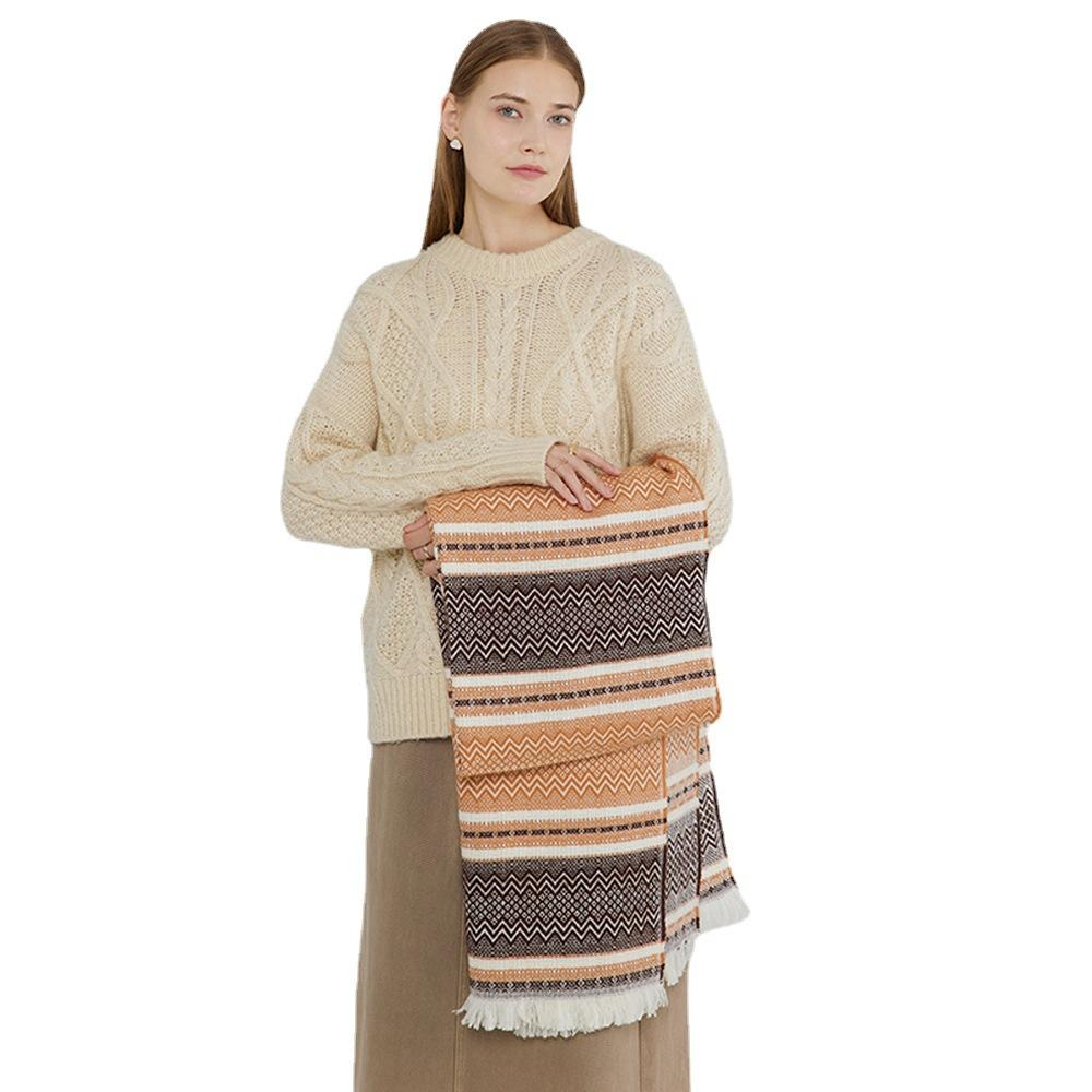 Nordic Retro Scarf Bohemian Imitation Cashmere Jacquard Women's Winter Acrylic Imitation Cashmere