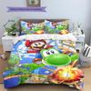 Yoshi Colorful World Scene Pattern Bedding Quilt Set  Home Decoration  Gift (1 * duvet cover + 2 * pillowcase  without core)