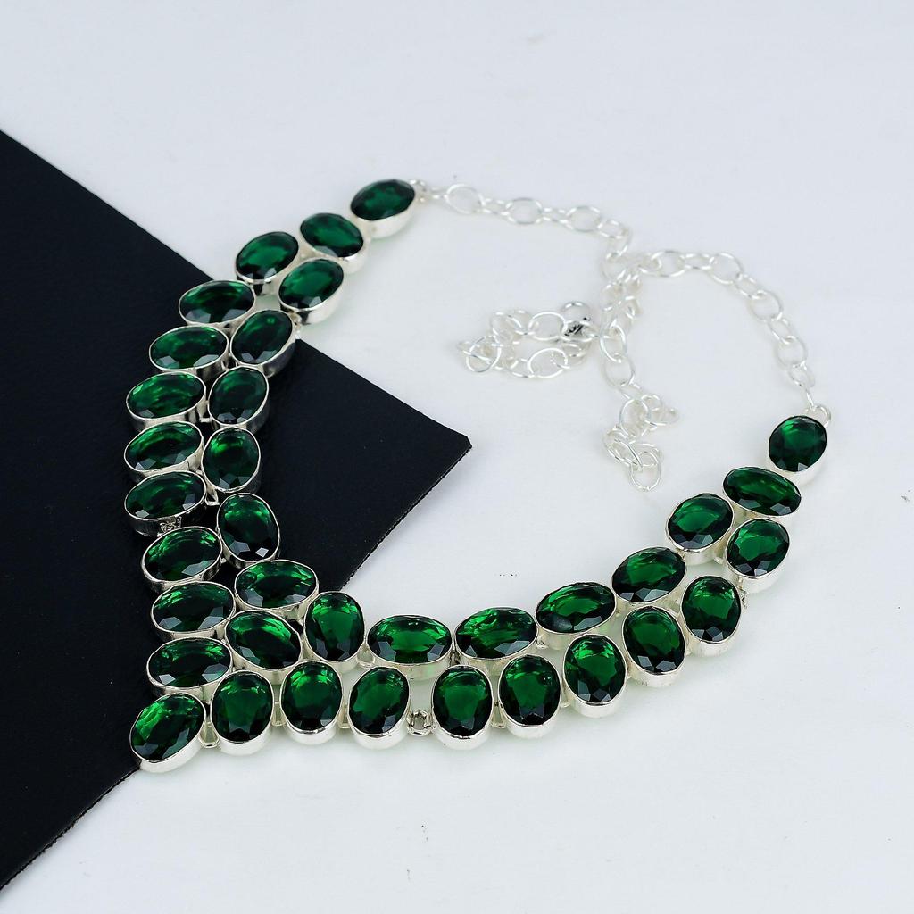 Ожерелье из серебра 925 пробы с зеленым турмалином, серебряное ожерелье с зеленым турмалином для жены, ожерелье унисекс, подарок на помолвку