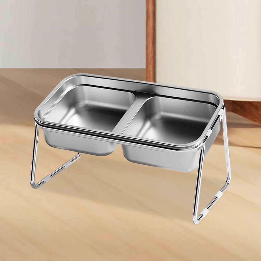 Миска из нержавеющей стали для кошачьего корма и воды, наклон 15°, приподнятая миска-кормушка для питомцев, зоотовары