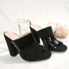 Block Heel Sandals and Slippers Women's New Summer Outward Wear Round Toe Open Toe One-line High Heels