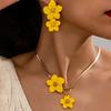 Flower Jewelry Set for Women Flower Pendant Necklace Dangle Earrings Set Floral Accessory for Wedding Dance Party