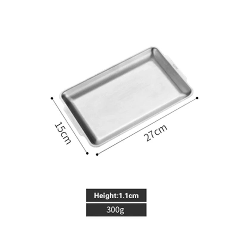 Утолщенная прямоугольная квадратная золотая тарелка из нержавеющей стали 304 Корейское блюдо для барбекю Суши Плоская тарелка Поднос Поднос для хранения