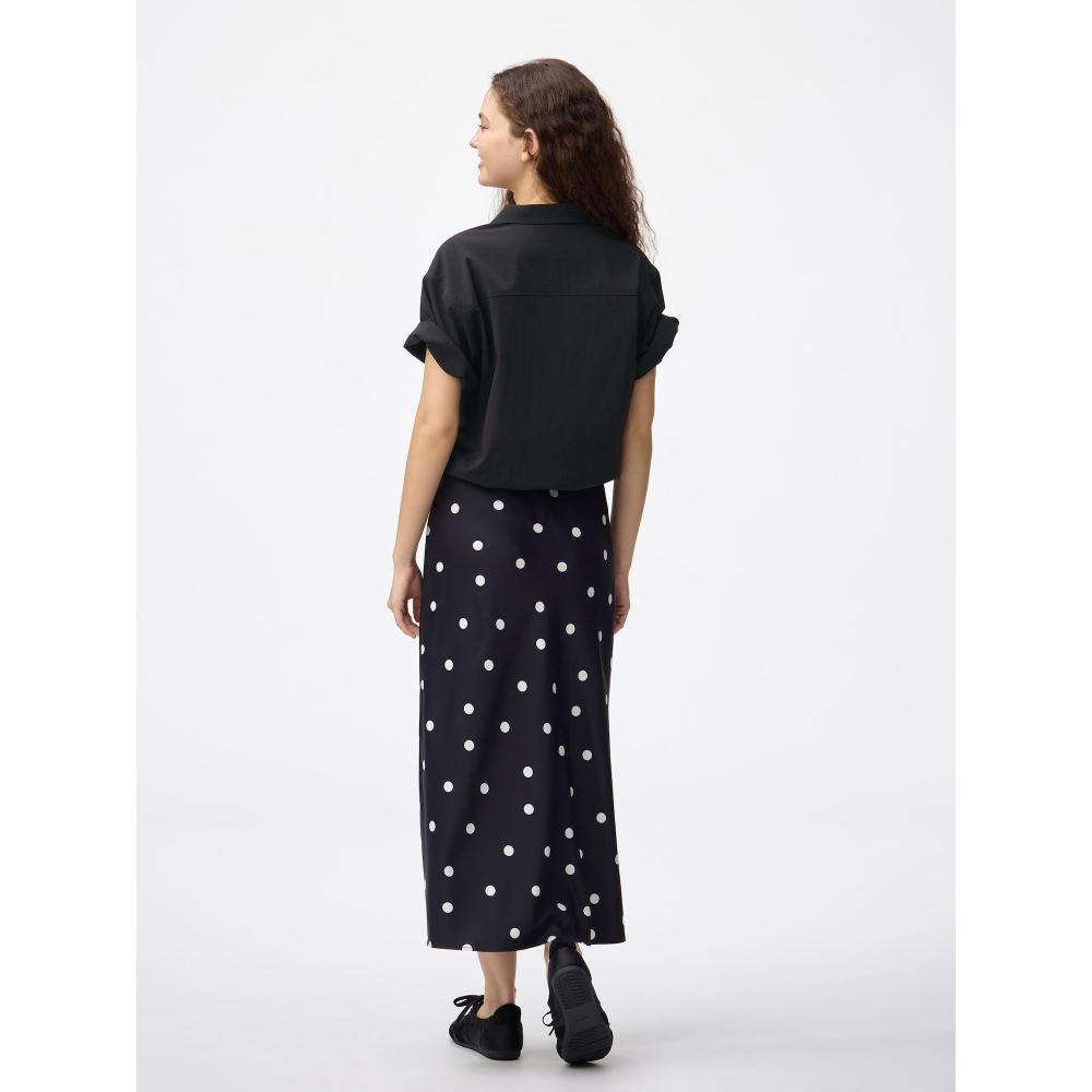 GU by Uniqlo Сатиновая юбка-клеш в горошек