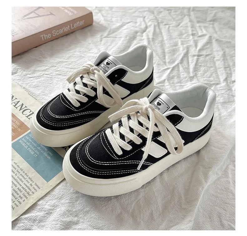 Женские кроссовки, модная универсальная повседневная обувь, дышащая парусиновая обувь для женщин, вулканизированная обувь на платформе, теннисные тренировочные туфли