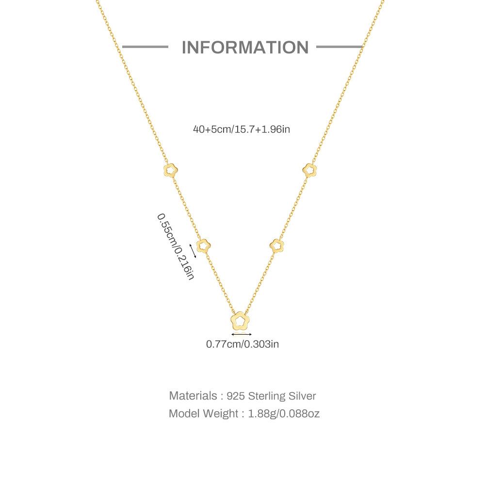 Мода S925 стерлингового серебра пятилепестковый цветок штабелированный носить штабелированный классический универсальный дамы ключицы ожерелье для женщин