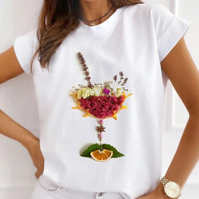 Summer Plus Size Women's Top with Letter Print Retro Pure Cotton Short Sleeved T-Shirts Women’s