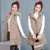 Mid-length Down Cotton Hooded Vest