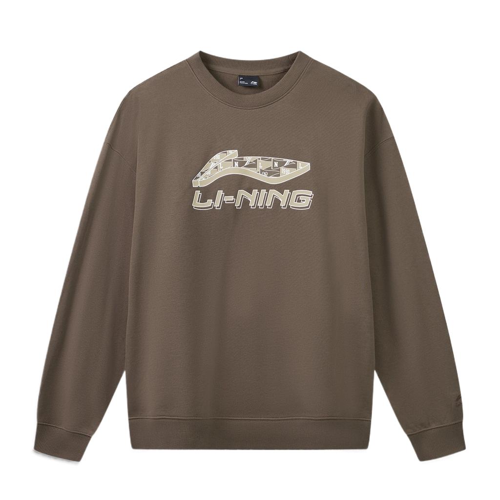 Men's Li-Ning Sports Life Collection Sweatshirts Men's Dark Tea Brown Crew Neck Moderate