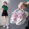 Летние женские кроссовки Kawaii из сетки на высокой платформе, белые туфли на каблуках, босоножки на танкетке, дышащая женская повседневная летняя обувь