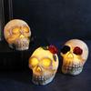 Horror Skeleton Head Statue LED White Halloween Decoration Simulation Skull Ghost  House Ornaments