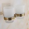 Cup & Tumbler Holders Glass Cup Brass Antique Toothbrush Cup Holder Set Luxury Bathroom Accessories Wall Tumbler Holders 10703F
