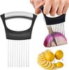 Onion Holder for Slicing, 2025 Upgraded Stainless Steel Lemon Slicer Onion Cutter, Vegetable Cutter Kitchen Chopper Slicing Assistant Tool