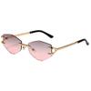 New high-end frameless hexagonal sunglasses Europe and the United States gradually change color metal personalized fashion sunglasses