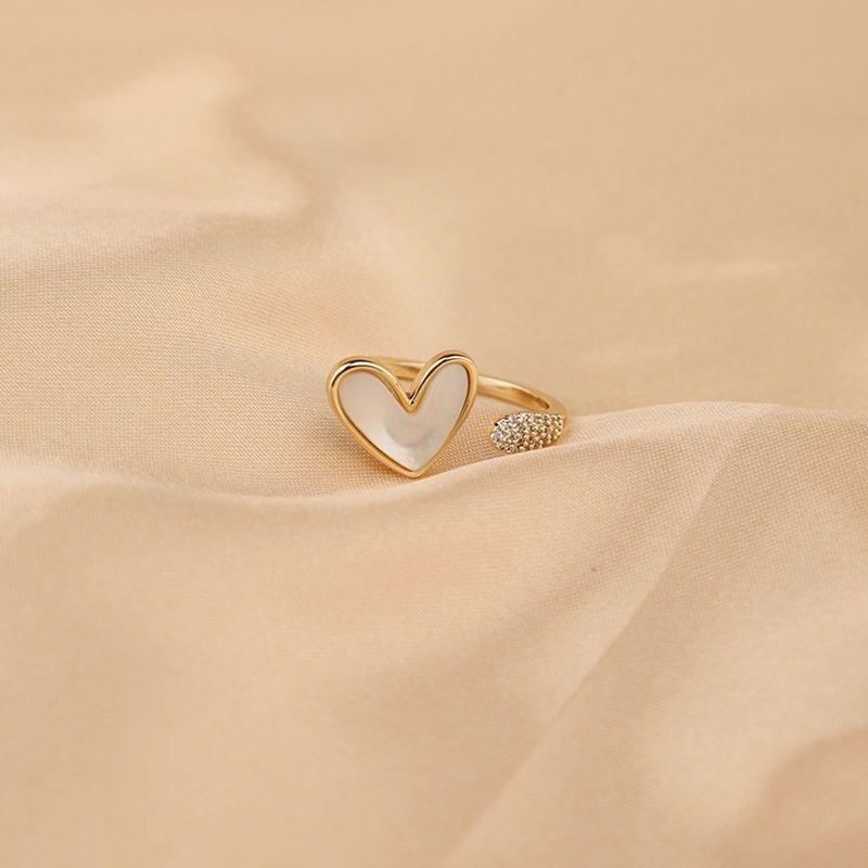 Exquisite Micro-paved Zircon White Love Open Ring For Women able Personalized Daily Accessory Party Jewelry Birthday Gift