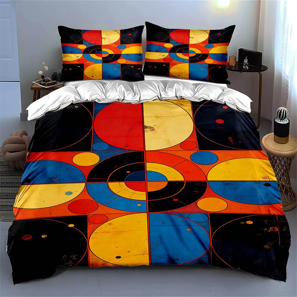 Abstract, geometric, colorful. Bedding Duvet cover sets Duvet covers Pillowcases gifts (1 * Duvet Cover 2 * Pillowcases, without duvet insert)